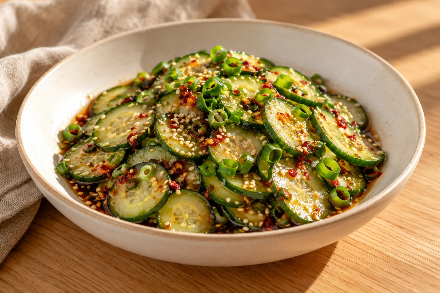 Asiatischer Gurkensalat – Viral Cucumber Salad – das fertig zubereitete Gericht