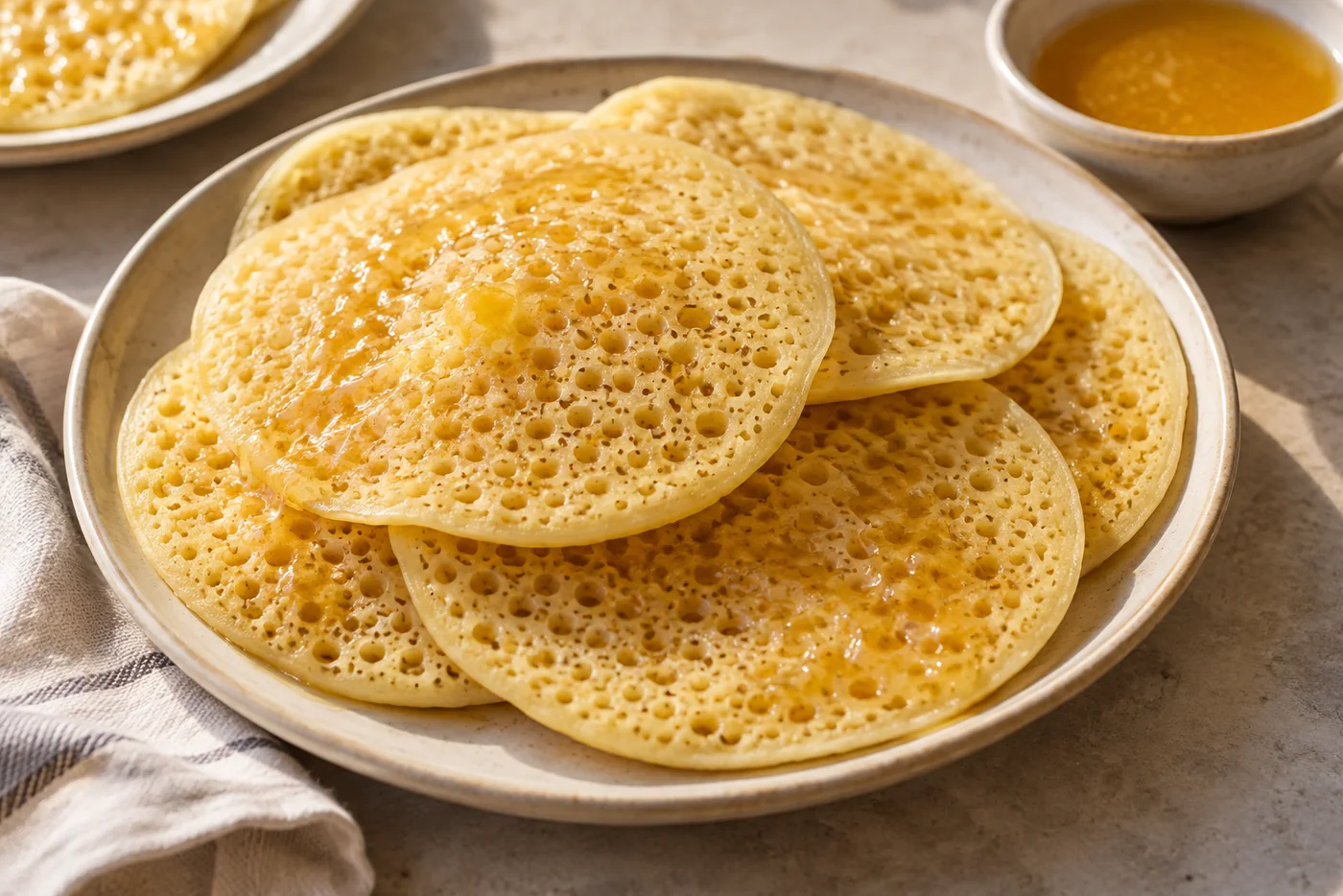 Baghrir – Grießpfannkuchen mit Honigbutter