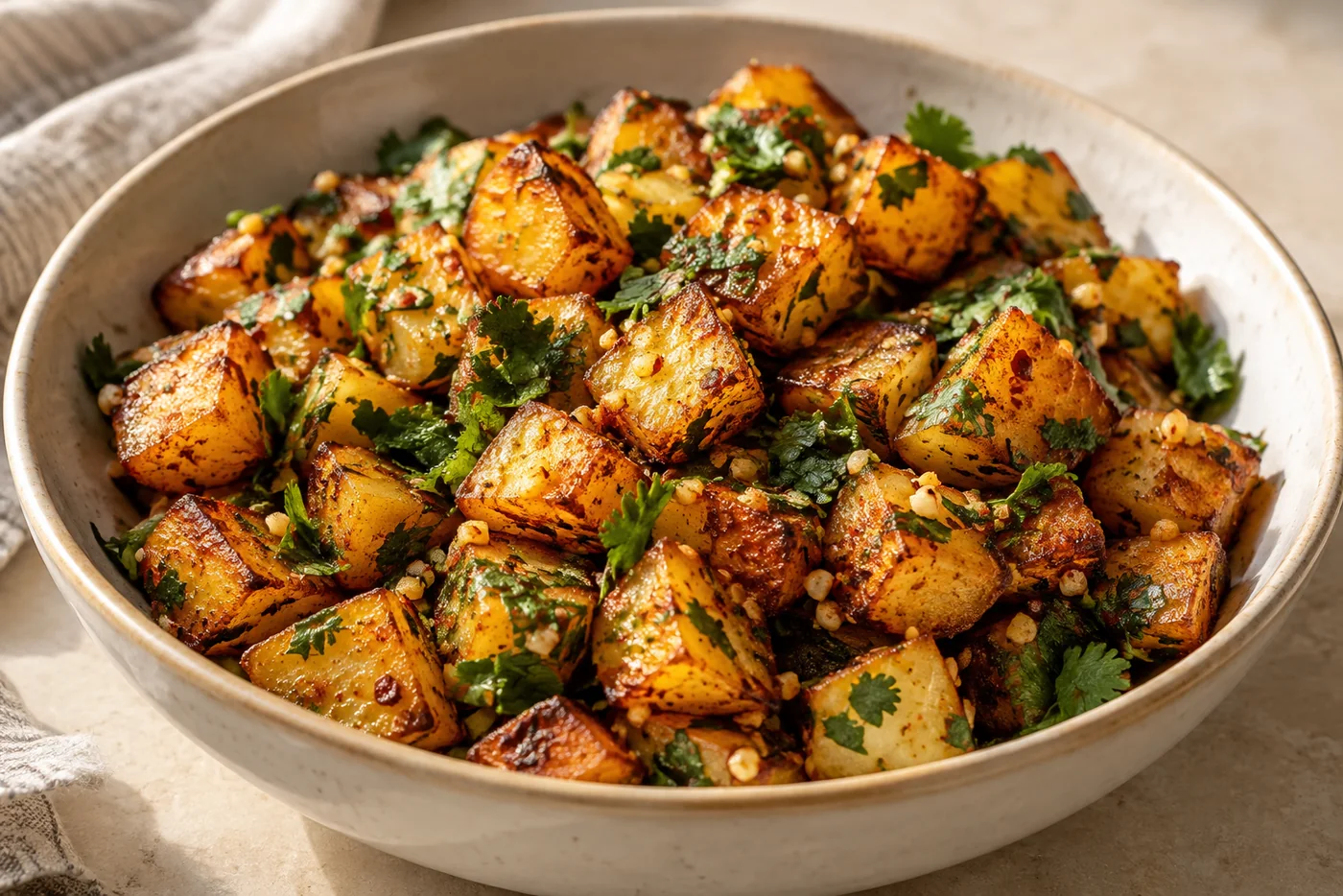 Batata Harra – knusprige Kartoffeln mit Knoblauch und Koriander