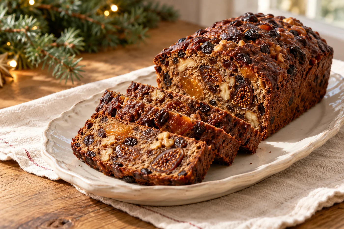 Weihnachtliches Früchtebrot mit Nüssen