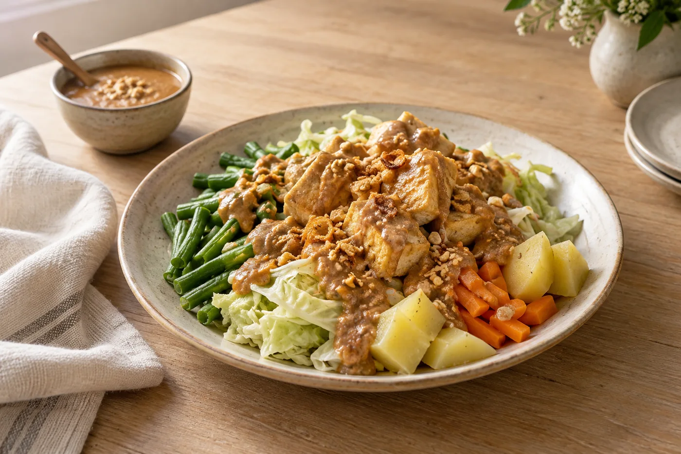 Gado-Gado mit Tofu und Erdnusssauce