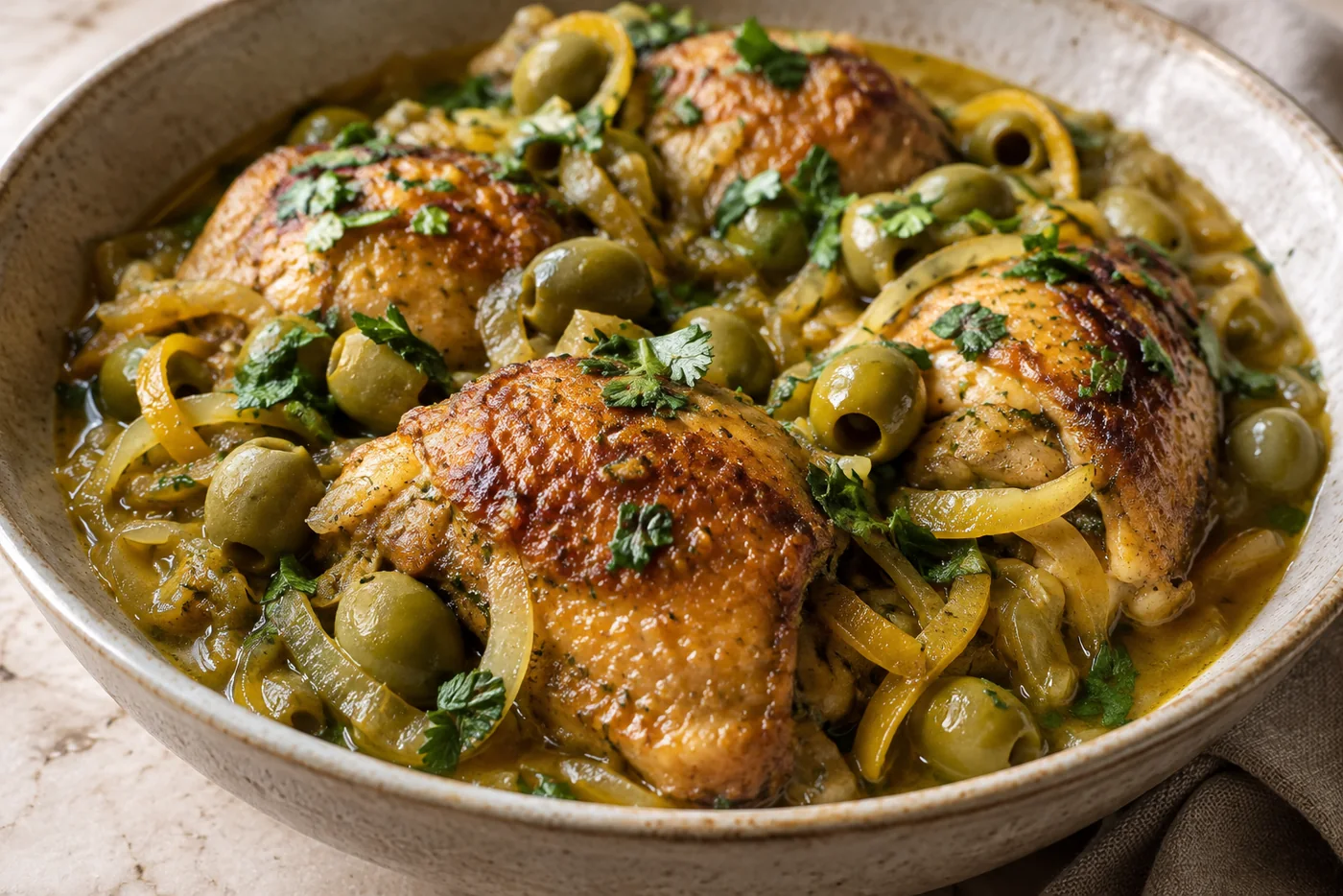 Hähnchen mit Salzzitrone und Oliven