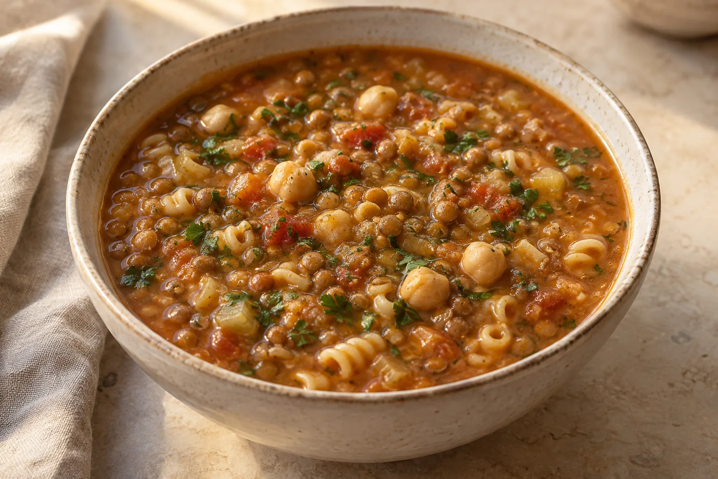 Vegetarische Harira mit Linsen und Kichererbsen