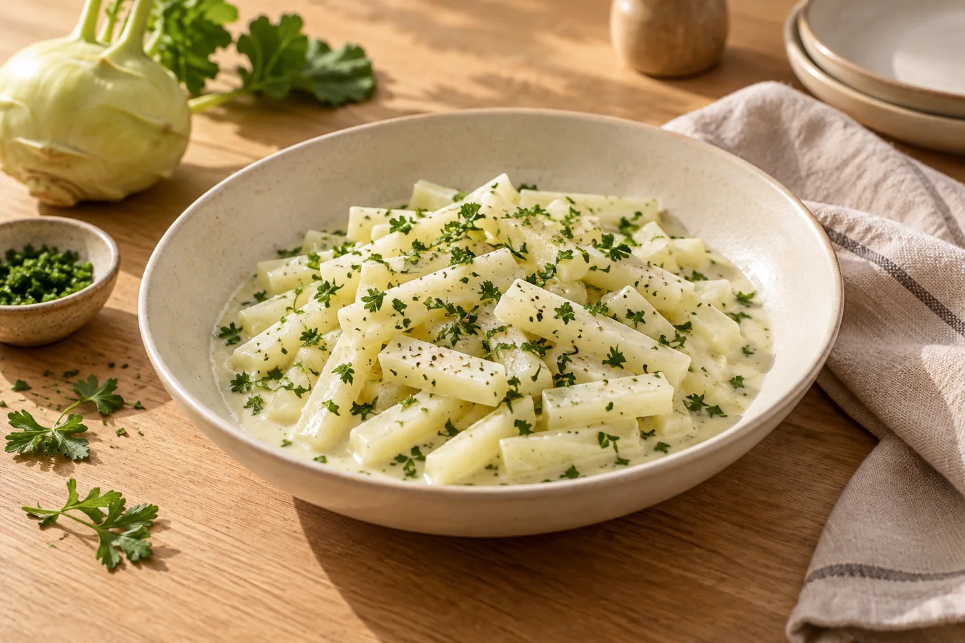 Kohlrabi in heller Sauce