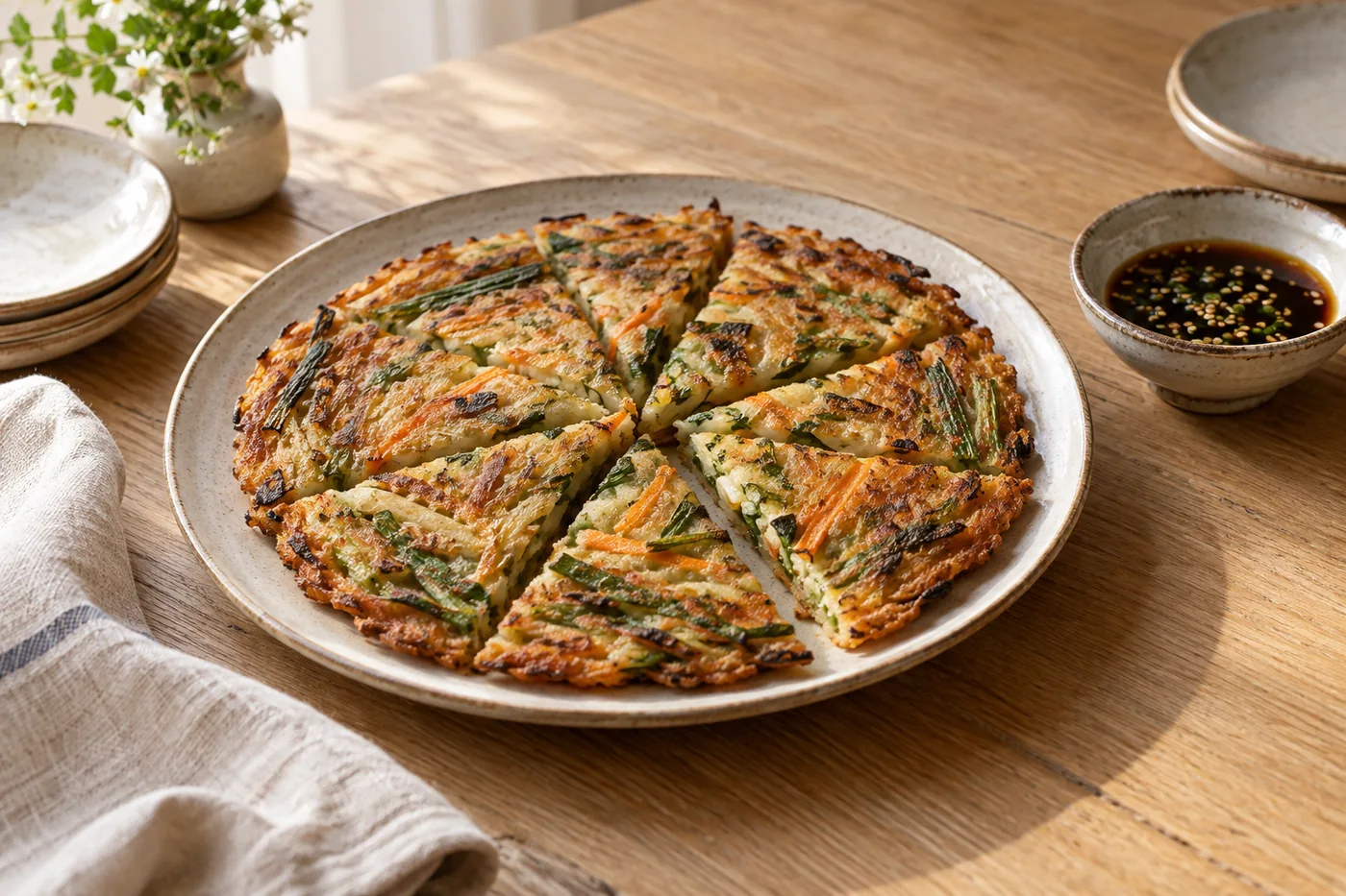 Koreanisch inspirierte Gemüsepfannkuchen