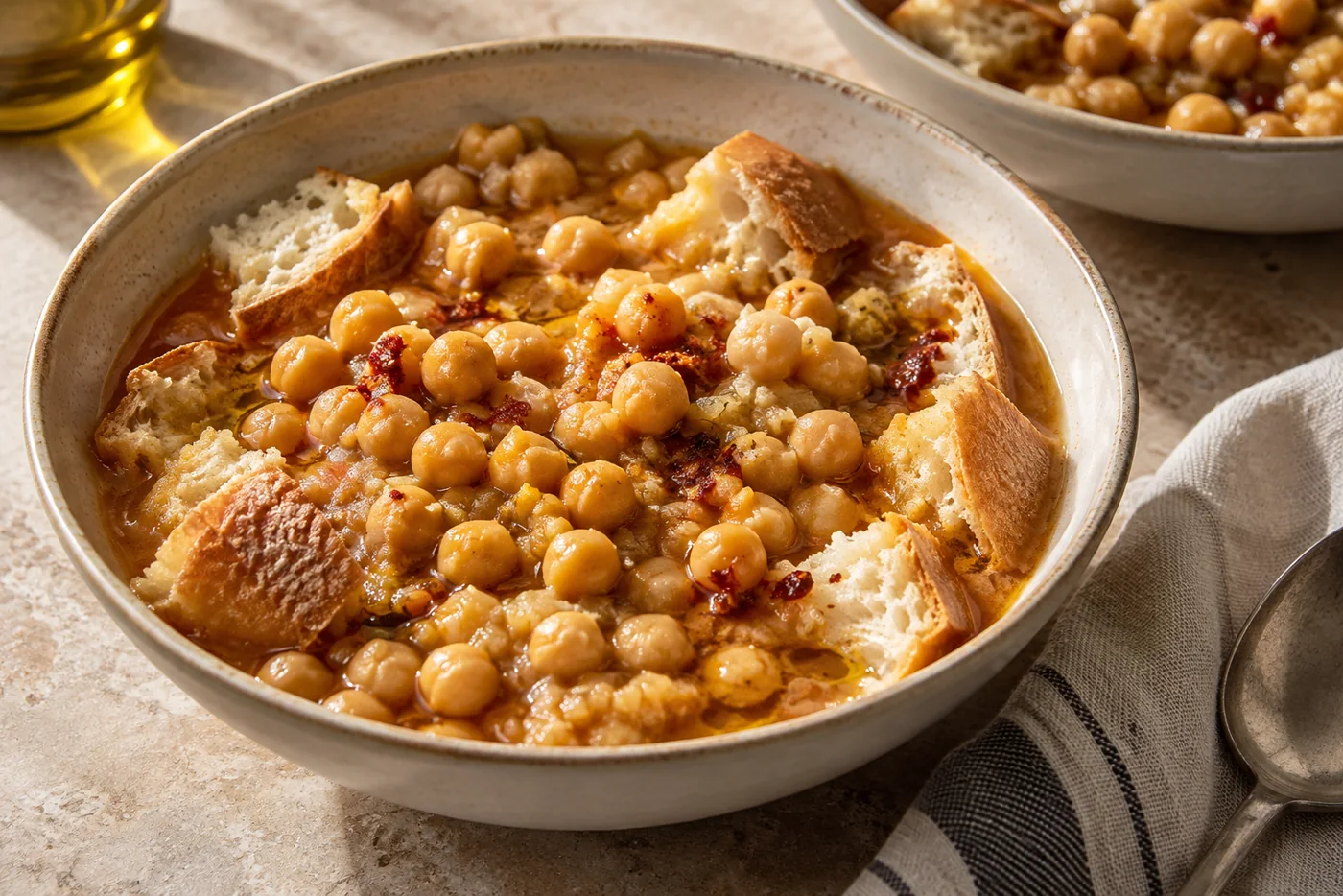 Lablabi – Kichererbsensuppe mit Kreuzkümmel und Brot
