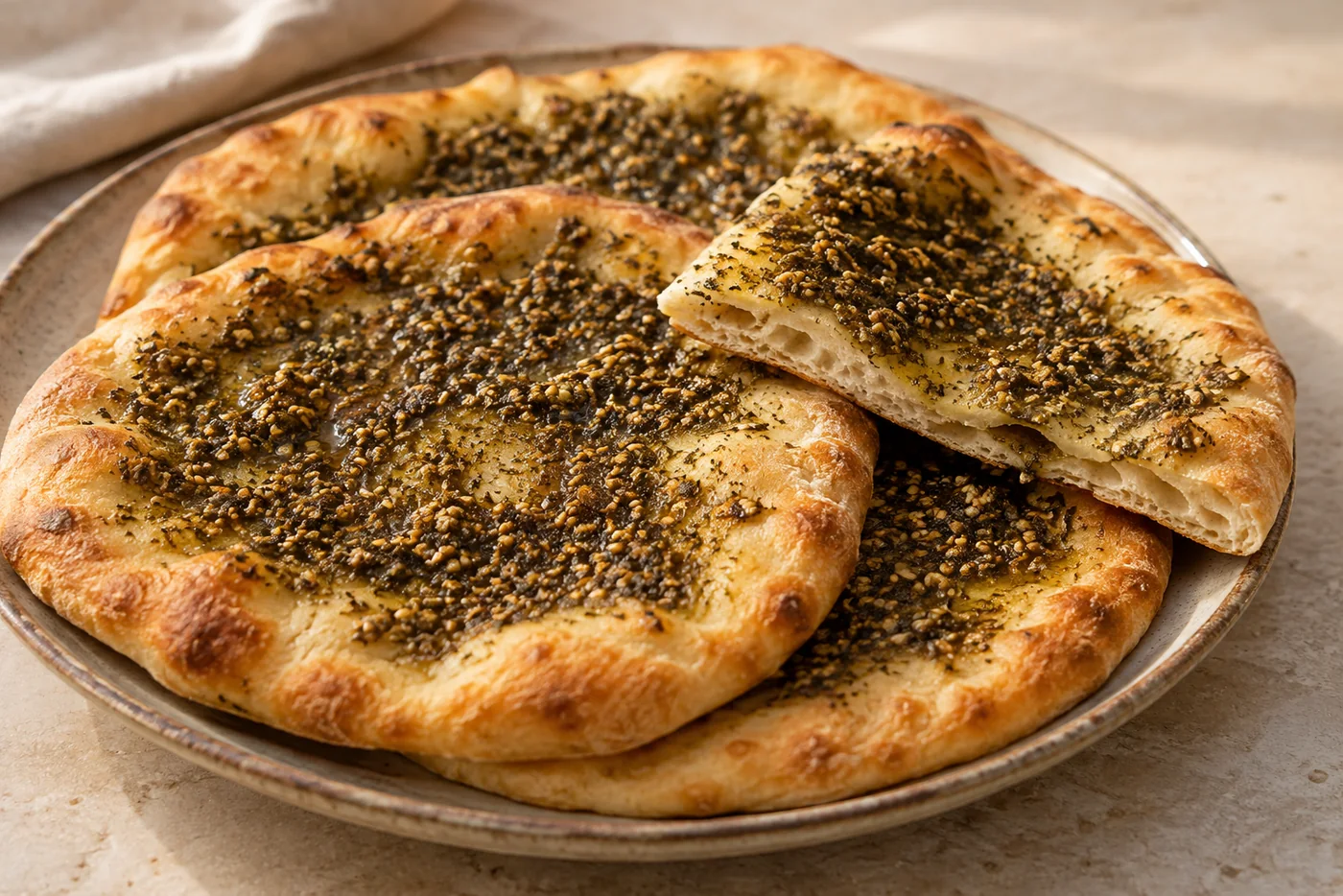 Manakish mit Za’atar und Olivenöl