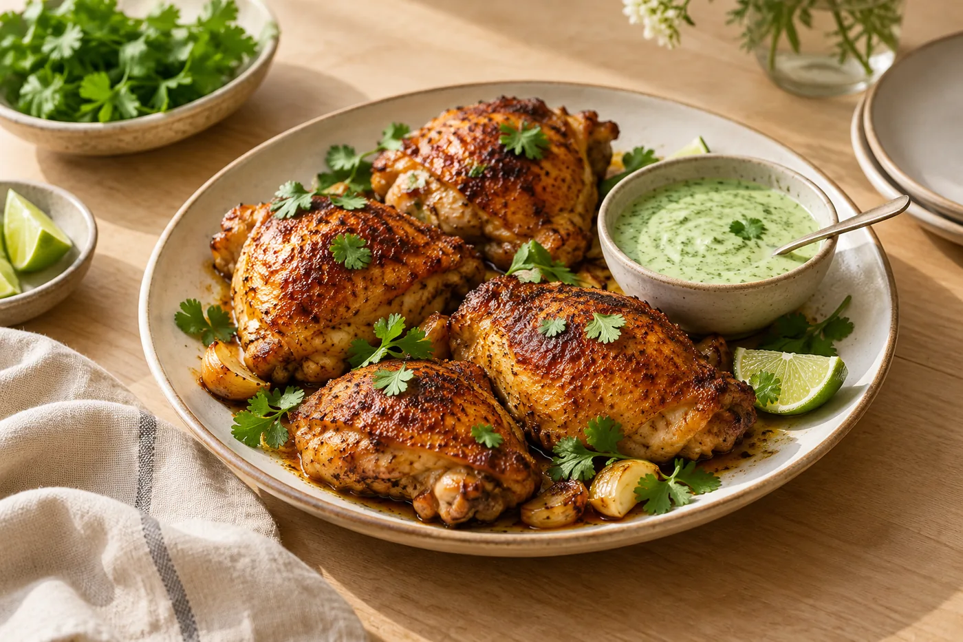 Peruanisch inspiriertes Hähnchen mit grüner Sauce