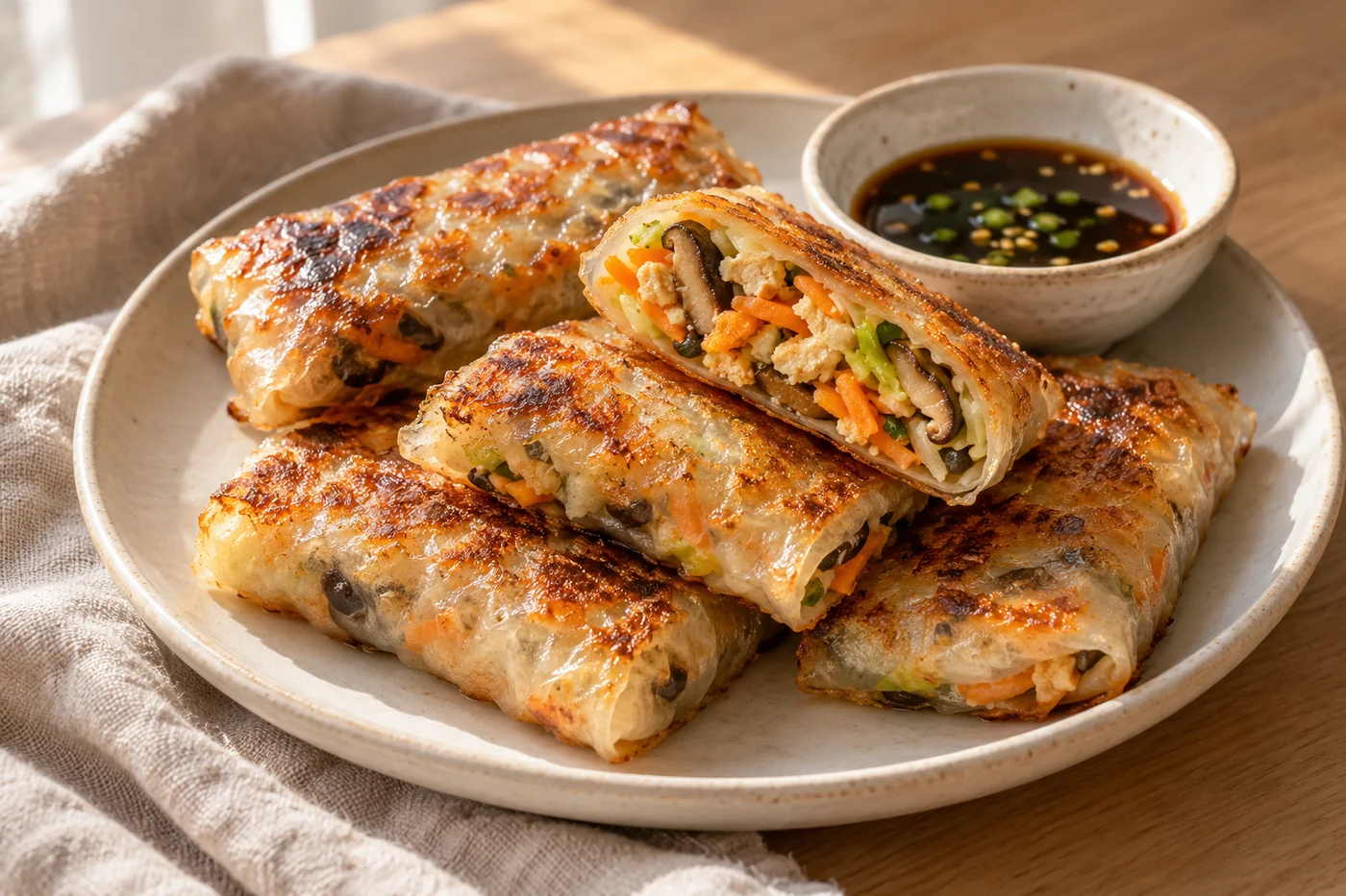 Knusprige Reispapier-Taschen – Rice Paper Dumplings – das fertig zubereitete Gericht