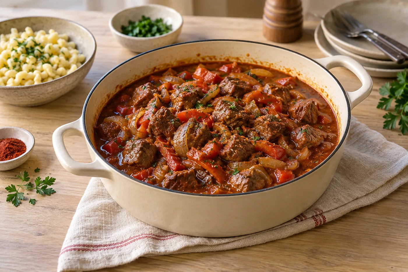 Rindergulasch mit Paprika