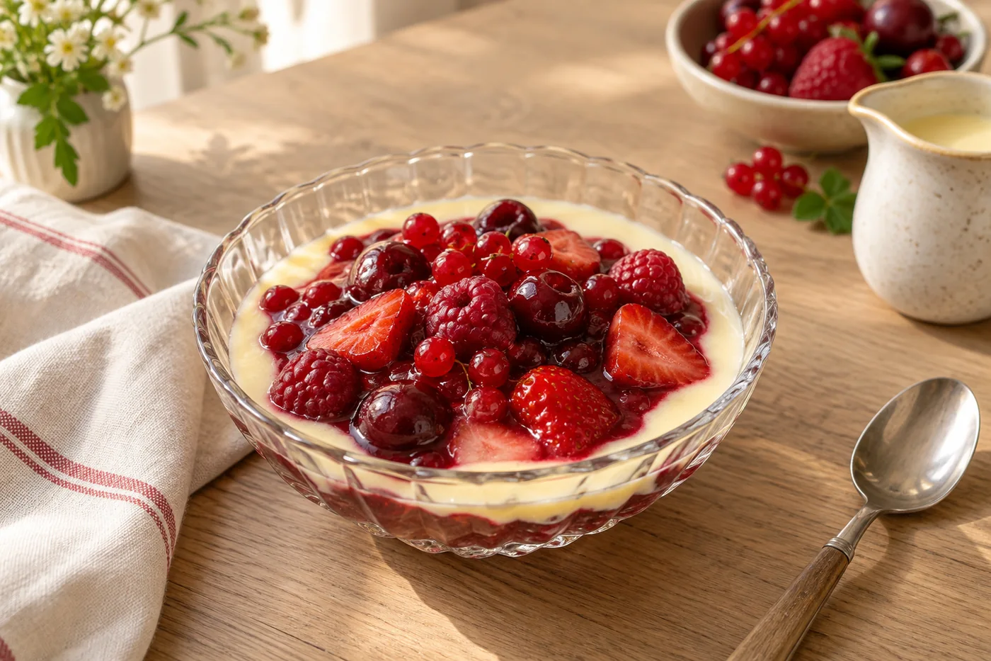 Rote Grütze mit Vanillesauce