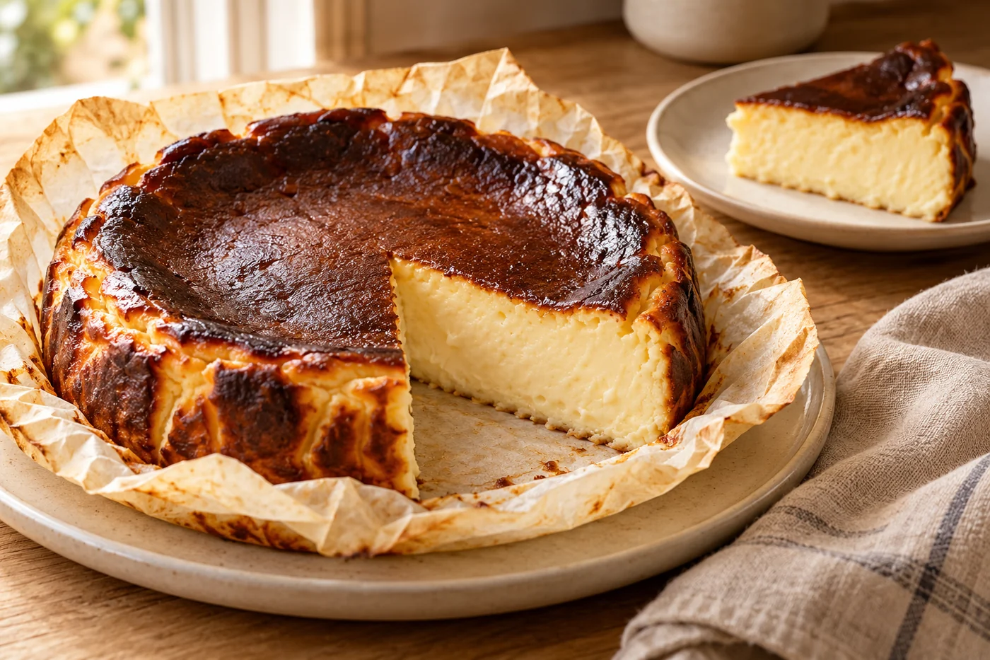 San Sebastián Cheesecake – Basque Burnt Cheesecake – das fertig zubereitete Gericht