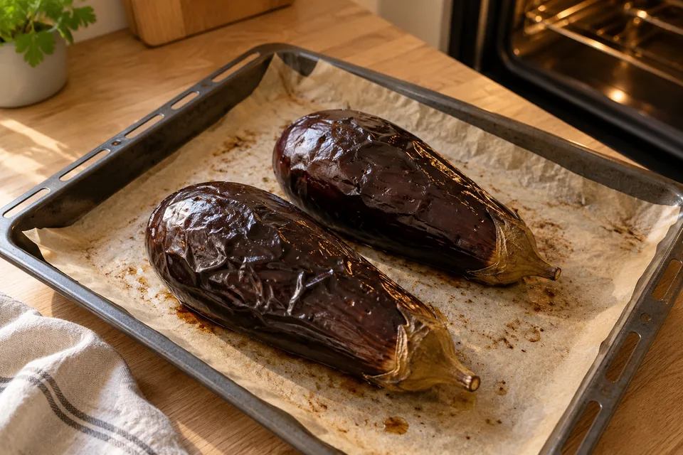 Baba Ganoush mit gerösteter Aubergine: Zubereitungsschritt 1
