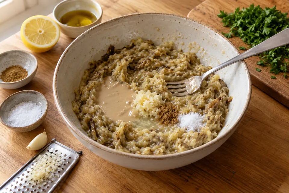 Baba Ganoush mit gerösteter Aubergine: Zubereitungsschritt 3