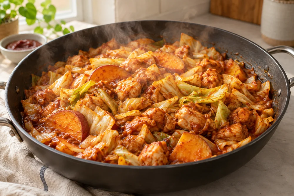 Dakgalbi – würziges Hähnchen mit Gemüse: Zubereitung