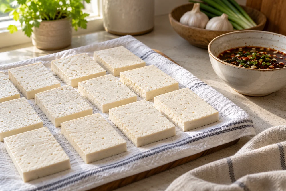 Dubu Jorim – geschmorter Tofu: Vorbereitung der Zutaten
