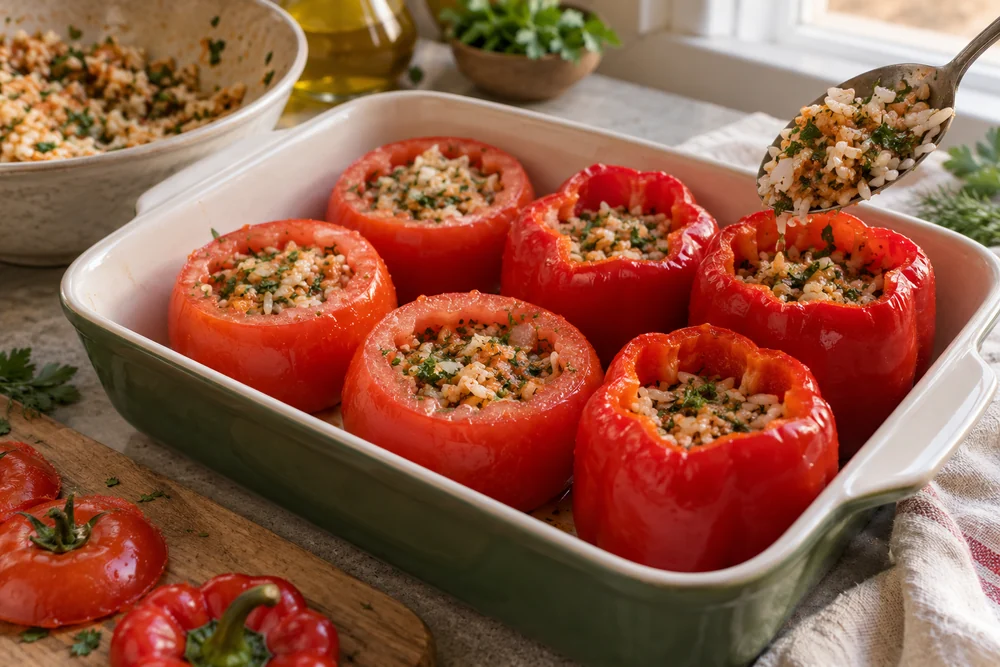 Gemista – gefüllte Tomaten und Paprika: Zubereitung