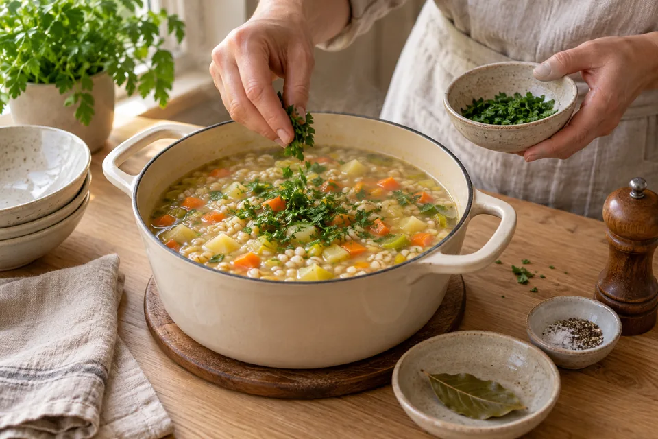 Graupensuppe mit Wurzelgemüse – Zubereitungsschritt 4
