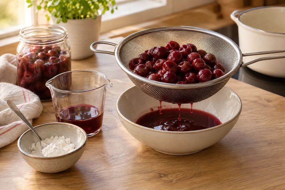 Grießbrei mit warmen Kirschen – Zubereitungsschritt 1