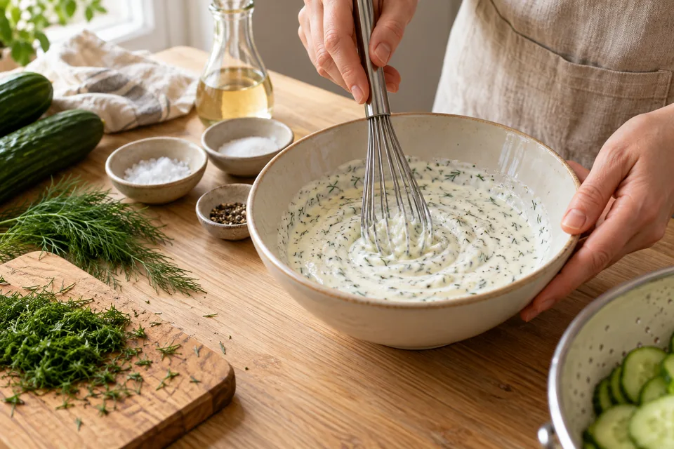 Gurkensalat mit Dill und saurer Sahne – Zubereitungsschritt 2