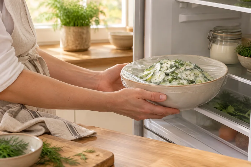 Gurkensalat mit Dill und saurer Sahne – Zubereitungsschritt 4