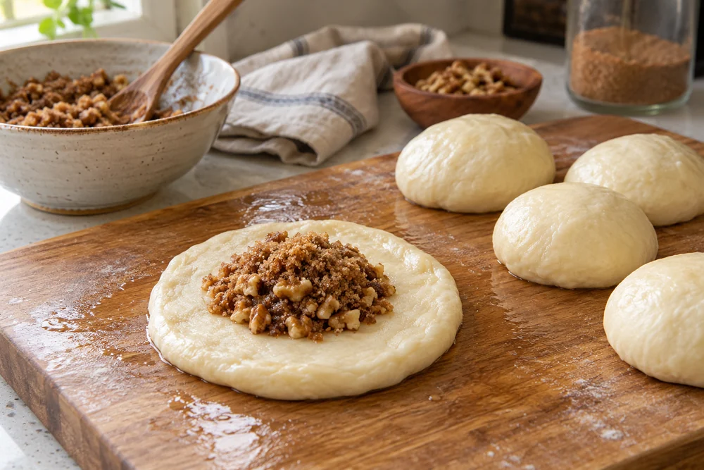 Hotteok – süße gefüllte Pfannkuchen: Zubereitung
