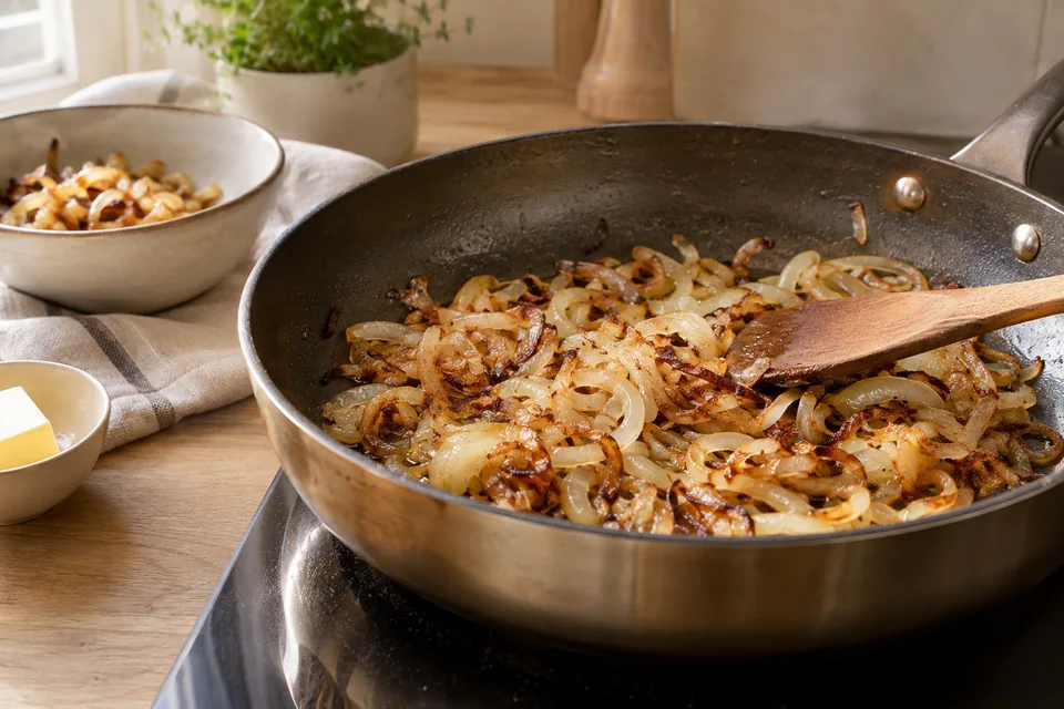Käsespätzle mit Röstzwiebeln – Einblick in Zubereitungsschritt 2