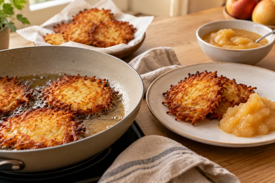 Kartoffelpuffer mit selbst gemachtem Apfelmus – Einblick in Zubereitungsschritt 4