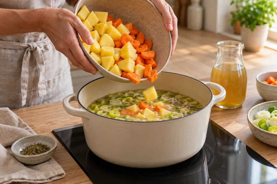 Kartoffelsuppe mit Lauch und Pastırma – Zubereitungsschritt 2