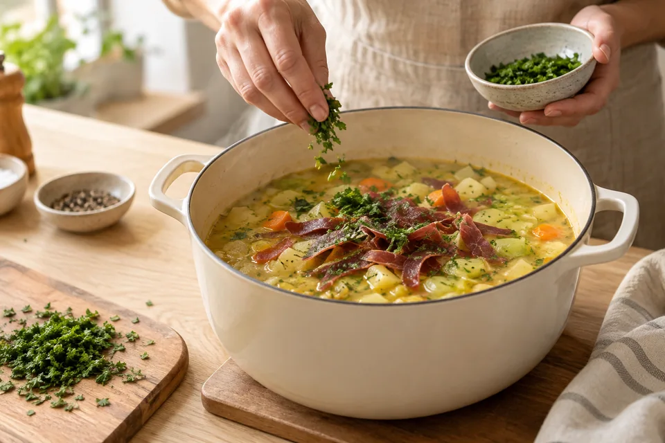 Kartoffelsuppe mit Lauch und Pastırma – Zubereitungsschritt 4