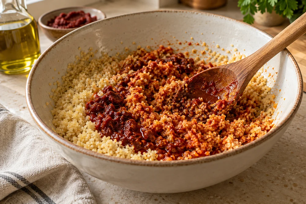 Kısır – türkischer Bulgursalat: Zubereitung