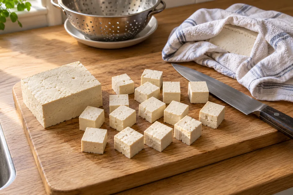 Knuspriger Tofu aus der Pfanne: Zubereitungsschritt 1