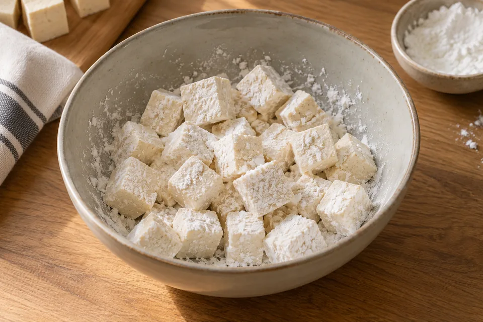Knuspriger Tofu aus der Pfanne: Zubereitungsschritt 2