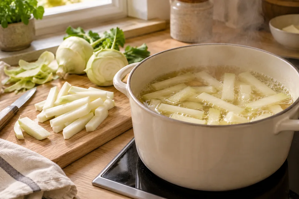 Kohlrabi in heller Sauce – Zubereitungsschritt 1