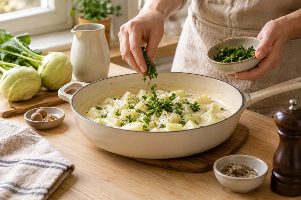 Kohlrabi in heller Sauce – Zubereitungsschritt 4