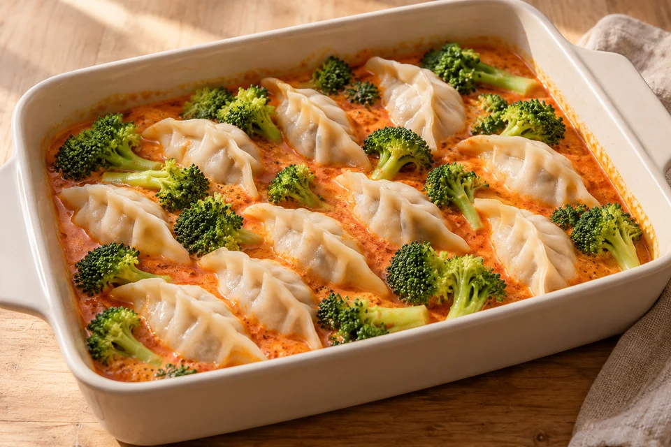 Kokos-Curry-Dumplings aus dem Ofen: Dumplings gefroren mit der flachen Seite nach unten in die Form setzen