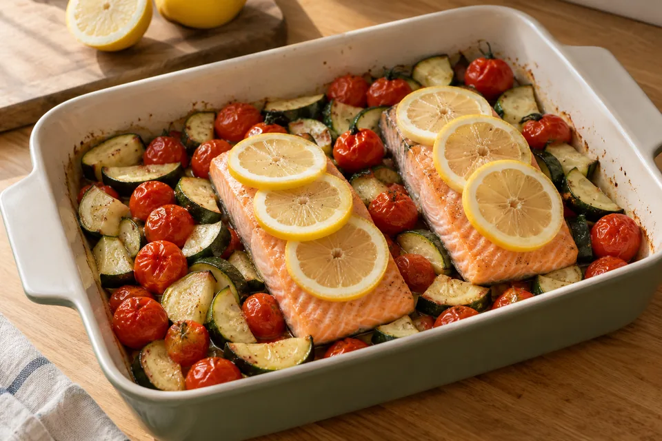 Zitronenlachs mit Ofengemüse: Zubereitungsschritt 2