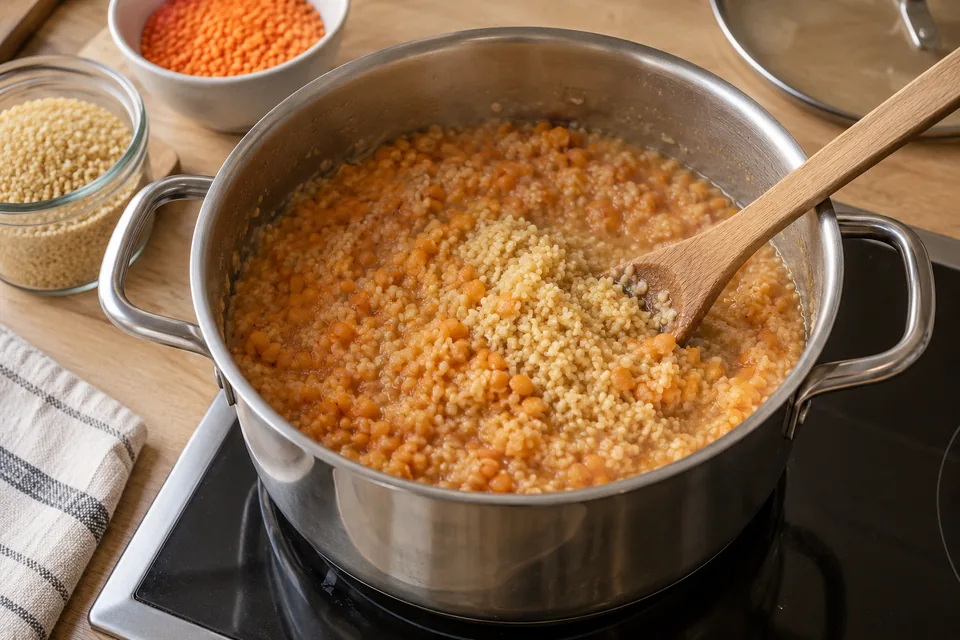 Türkische Linsen-Bulgur-Bällchen: Zubereitungsschritt 1