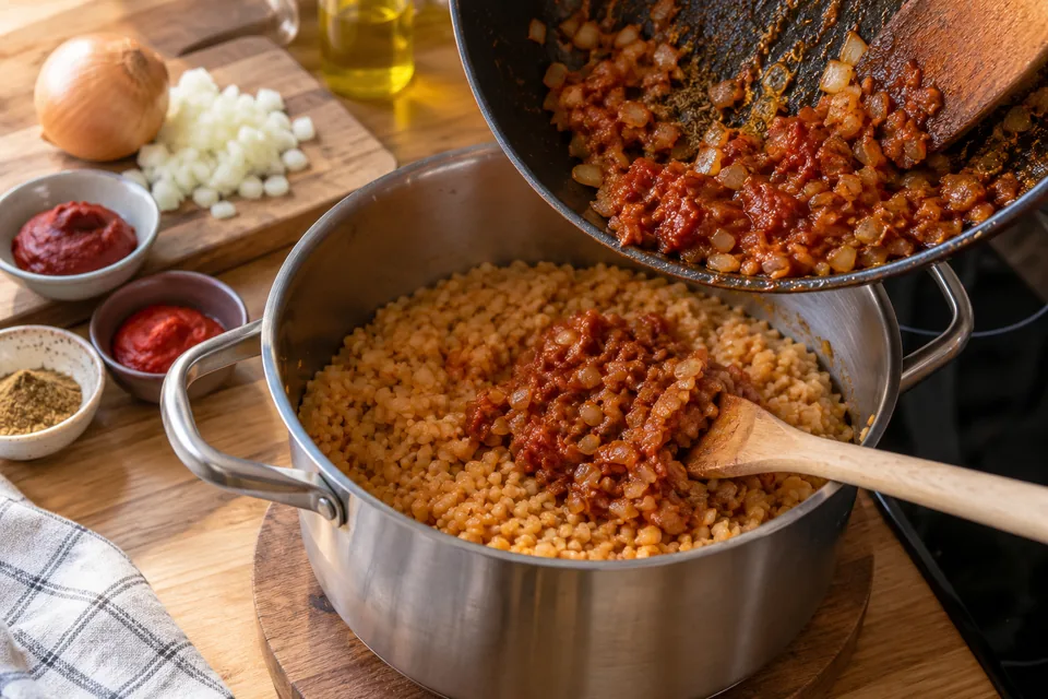 Türkische Linsen-Bulgur-Bällchen: Zubereitungsschritt 2