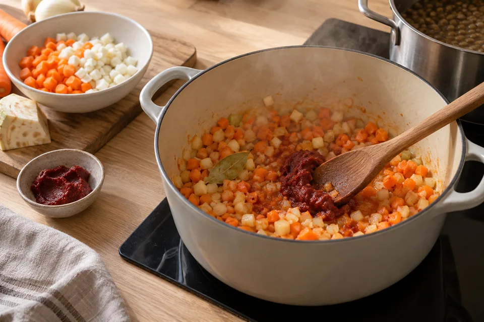 Schwäbische Linsen mit Spätzle und Pastırma – Zubereitungsschritt 2