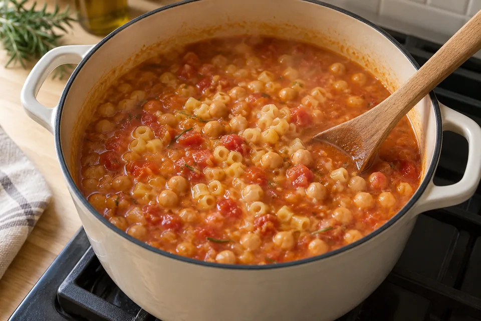 Pasta e ceci – Nudeln mit Kichererbsen: Zubereitungsschritt 4