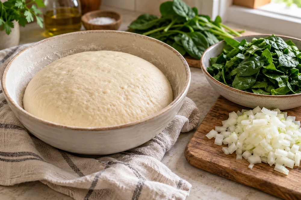 Pide mit Spinat und Käse: Vorbereitung der Zutaten