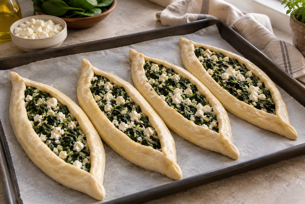 Pide mit Spinat und Käse: Zubereitung