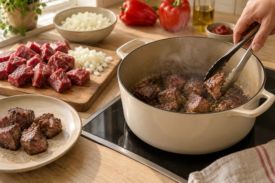 Rindergulasch mit Paprika – Zubereitungsschritt 1