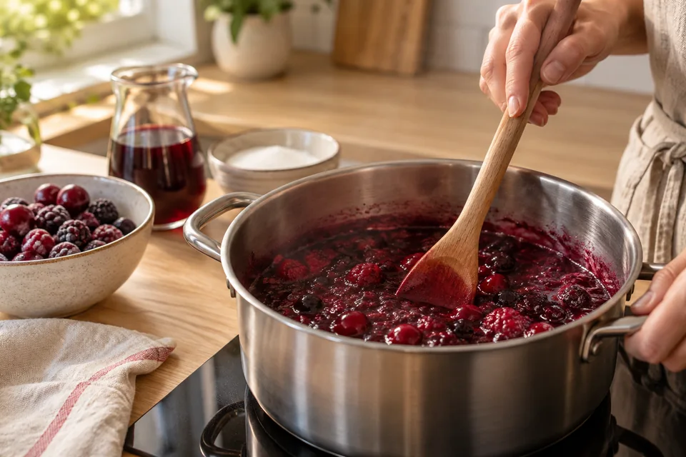Rote Grütze mit Vanillesauce – Zubereitungsschritt 1