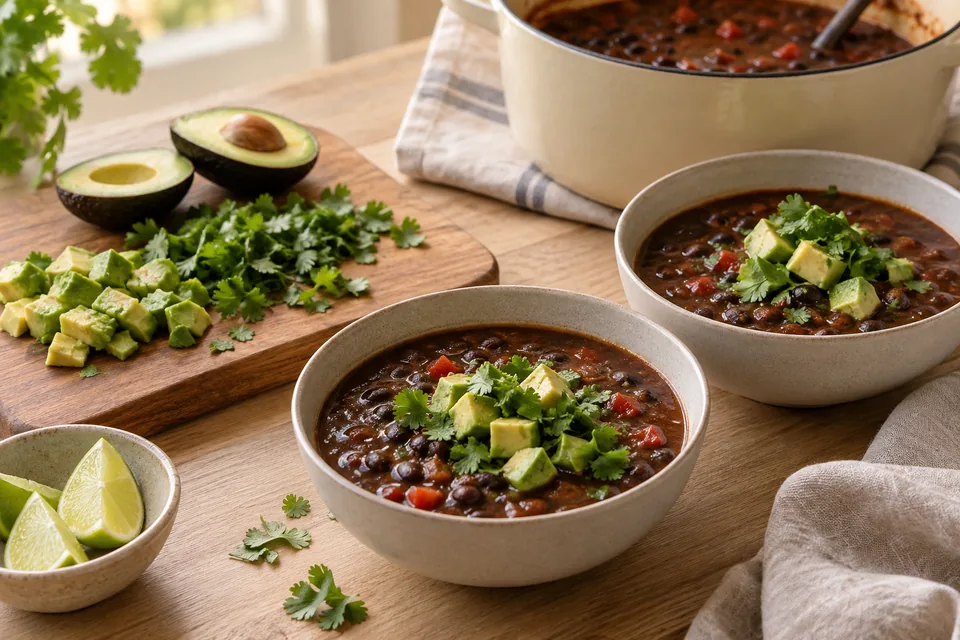 Schwarze Bohnensuppe mit Limette – Einblick in Zubereitungsschritt 4