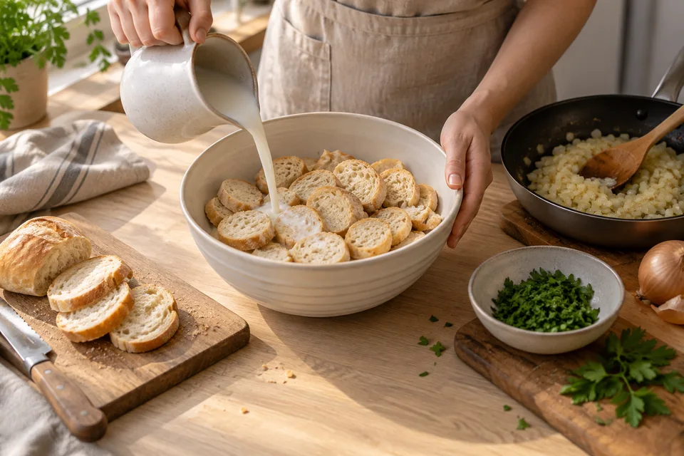 Semmelknödel mit Pilzrahmsauce – Zubereitungsschritt 1
