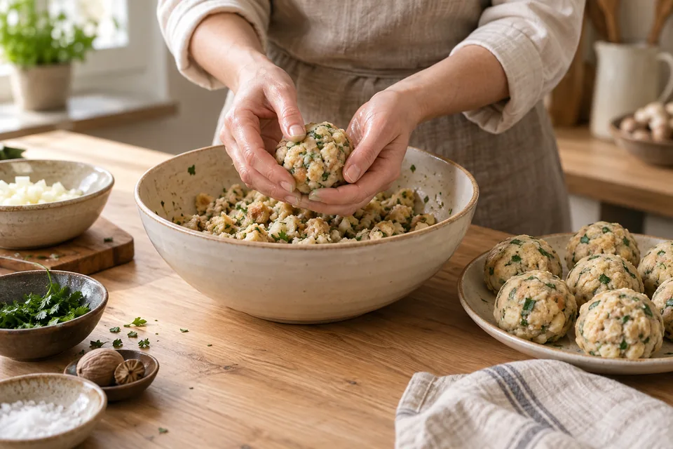 Semmelknödel mit Pilzrahmsauce – Zubereitungsschritt 2