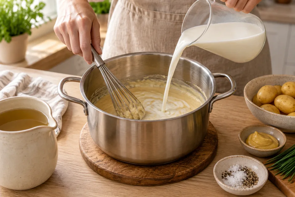 Senfeier mit Salzkartoffeln – Zubereitungsschritt 2