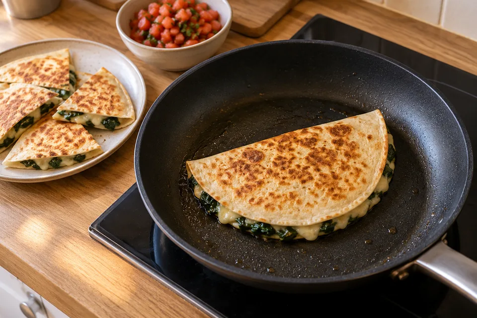 Spinat-Käse-Quesadillas: Zubereitungsschritt 4